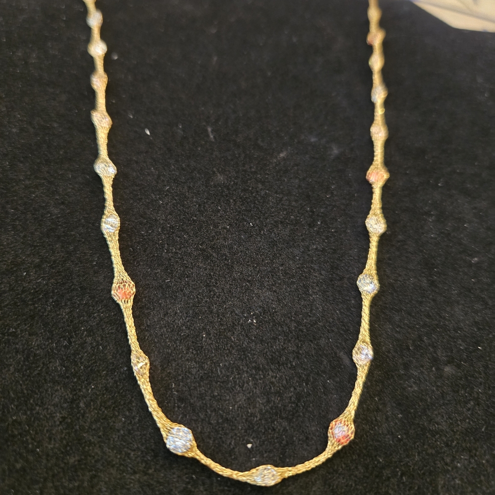 10KT Mesh Gold 18 Inch Necklace with Multi-Colored Stones - Picture 2 of 9